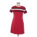 Tommy Hilfiger Casual Dress - A-Line Crew Neck Short sleeves: Red Color Block Dresses - Women's Size Medium