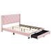 Queen Bed Frame Stitched Button Tufted Design Headboard w/ Drawers