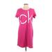 Calvin Klein Casual Dress - Mini Scoop Neck Short sleeves: Pink Graphic Dresses - Women's Size Large