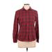 Woolrich Long Sleeve Button Down Shirt: Red Plaid Tops - Women's Size Medium