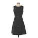 White House Black Market Casual Dress - A-Line Crew Neck Sleeveless: Gray Print Dresses - Women's Size 0