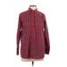 Lands' End Long Sleeve Blouse: Red Plaid Tops - Women's Size 12 Petite