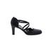 Studio Spiga Heels: Pumps Chunky Heel Cocktail Party Black Print Shoes - Women's Size 7 1/2 - Round Toe