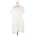 Isaac Mizrahi LIVE! Casual Dress - Shift Crew Neck Short sleeves: White Print Dresses - Women's Size 1X Petite