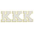 Chenille Letters K Patches 4-1/2 Inch Iron on Letters K Patches Golden Glitter for Clothing Pack of 3(White)