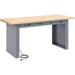 72 x 30 in. Panel Leg Workbench with Power Apron & Maple Butcher Block Safety Edge Top - Gray