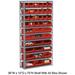 Steel Open Shelving with 30 Red Plastic Stacking Bins 11 Shelves - 36 x 12 x 73 in.