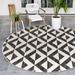 Rugs.com Jill Zarin Outdoor Collection Rug â€“ 6 7 Round Charcoal Gray Flatweave Rug Perfect For Kitchens Dining Rooms