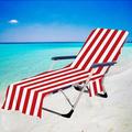 Striped Beach Chair Towel Lounge Chair Beach Towel Cover Chaise Lounge Chair Cover Towel with Pockets No Sliding Beach Towel for Sun Lounger Hotel Vacation Sunbathing 29.5*78.7 Inches A1