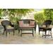 Jeco W00201-G-OT-FS007 5 Piece Espresso Wicker Conversation Set - Brown Cushions