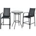 3 Pieces Outdoor Bar Set Patio Bistro Set with Stools and Glass Table