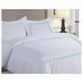 YhbSmt Soft Brushed 600TC Egyptian Cotton Duvet Cover Set With 3-Line Embroidery. Size:King/California King Color:Aqua Blue