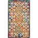 3 x 5 ft. Orange Blue & Green Damask Non Skid Indoor & Outdoor Area Rug