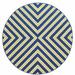 8 ft. Navy Geometric Stain Resistant Indoor & Outdoor Round Area Rug - Blue and Ivory - 8 ft.