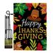 BD-TG-GS-113062-IP-BO-D-US17-BD 13 x 18.5 in. Happy Thanksgiving Leaves Fall Vertical Double Sided Mini Garden Flag Set with Banner Pole