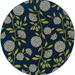 7 ft. Round Indigo & Lime Green Floral Indoor or Outdoor Area Rug - Blue - 7 ft. Round