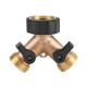 ZPSHYD Hose Connector Garden Hose Splitter 2 Way Brass Water Tap Adapter 2 Way Y Shape 3/4 Hose Connector for Garden Irrigation(American Standard 3/4)