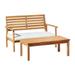 15 in. Orwell Outdoor Acacia Wood Bench with Cushion & Cocktail Table - Set of 2