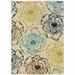 2 x 4 ft. Ivory Floral Stain Resistant Indoor & Outdoor Rectangle Area Rug - Green and Ivory - 0.16in. H x 21.65in. W x 45.28in. D