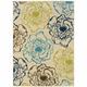 2 x 4 ft. Ivory Floral Stain Resistant Indoor & Outdoor Rectangle Area Rug - Green and Ivory - 0.16in. H x 21.65in. W x 45.28in. D