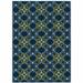 3 x 5 ft. Blue Floral Stain Resistant Indoor & Outdoor Rectangle Area Rug - Blue and Green