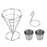 Plating French Fries Stand Cone Fry French Fries Stand Holder Buffet Cone French Fries Display Rack for Kitchen Restaurant(Double Cup)