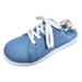 PMUYBHF Womens Tennis Shoes Size 8.5 Leisure Women s Four Seasons Print Non Slip Flat Round Toe Breathable Lace up Lazy Two Ways To Wear Cloth Shoes Slippers