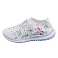 PMUYBHF Womens Tennis Shoes Size 8.5 Wide Width Ladies Rhinestone Flower Flyweaving Mesh Sports Casual Socks Shoes Breathable Large Size Lightweight Running Shoes Sneakers Casual Shoes