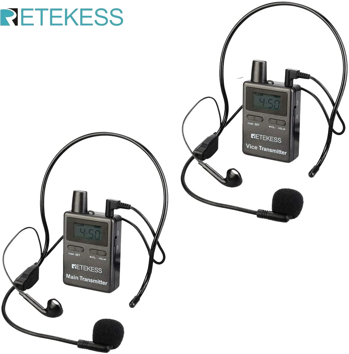 Retekess TT105 Kabelloses Reiseleitersystem, Reiten, Sprechen, Set, 2 Lautsprecher, Sender für den Unterricht, Reiten, Sprechen, 2,4 G Image
