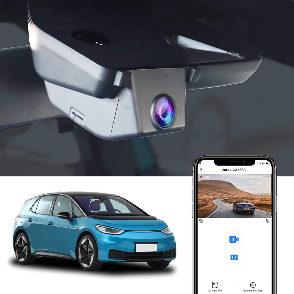 Fitcamx 4K Dash Cam für VW ID.3 (ID3) und Cupra Born 2020-2026, für ID.7 2023-2026, 2160p Autokamera für Volkswagen, OEM Style DVR Image