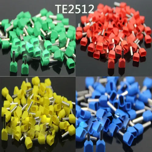 Isolierte terminal TE2512 Kabel stecker TWIN CORD end terminals anzug Crewel rohr terminals 100PCS