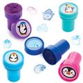 Penguin Self-Inking Stampers (Pack of 10) Christmas Craft Supplies 5 assorted ink colours - Light Blue, Dark Blue, Pink, Purple & Teal