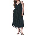 Plus Size Women's Cascade Lace Slip Dress by ELOQUII in Black Onyx (Size 18)