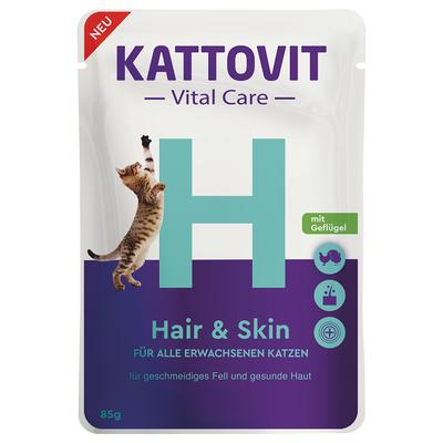 6x85g Kattovit Vital Care Hair & Skin Pouches with Poultry Wet Cat Food