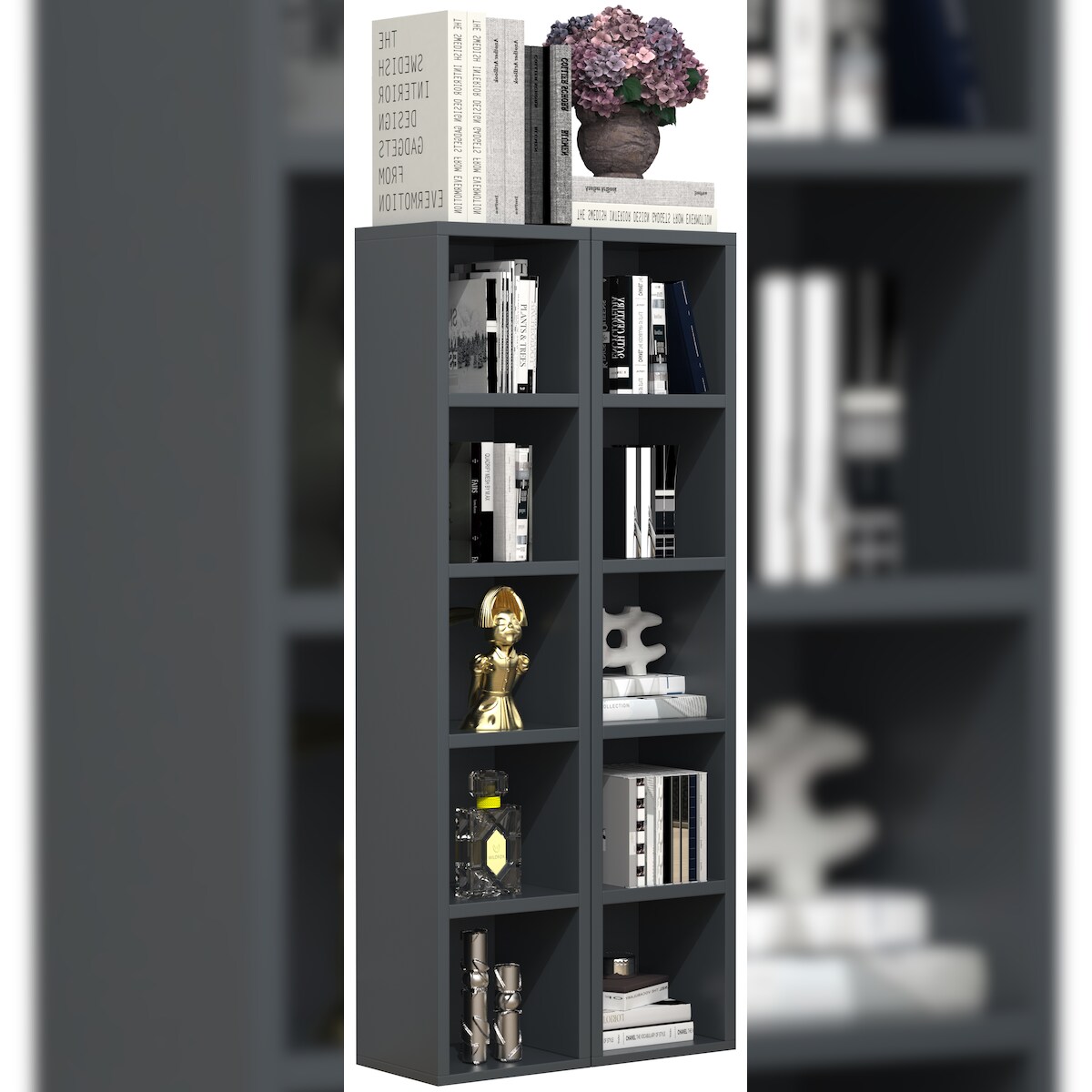 VCM Standregal Megosa Anthrazit H. 187 x B. 20 x T. 17 cm Image