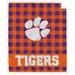 Clemson Tigers 50" x 60" Buffalo Check Royal Plush Sherpa Blanket