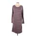 Athleta Casual Dress - DropWaist Scoop Neck 3/4 sleeves: Burgundy Dresses - Women's Size Large