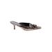 Stuart Weitzman Mule/Clog: Slip On Kitten Heel Cocktail Brown Shoes - Women's Size 8 1/2 - Open Toe