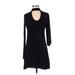 Express Casual Dress - Mini Mock Long sleeves: Black Print Dresses - Women's Size Small