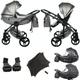 Junama Diamond S-Class V3 2in1 3in1 4in1 Baby Pram Pushchair Car Seat ISOFIX + Umbrella Exclusive Prams (2in1 with adapters, Grey-Silver 09)