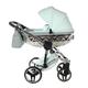 Junama Diamond Hand Craft Glitter V3 2in1 3in1 4in1 Baby Pram Pushchair Car Seat ISOFIX + Umbrella Exclusive Prams (4in1, Mint-Silver 04)