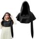 PROCOS Medieval Long Tail Cowl Hat Vintage Liripipe Hooded Cloak Renaissance Linen Cap for Women, Black, One size