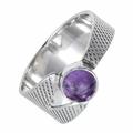 Silver N Rock Amethyst Gemstone Band Ring 925 Sterling Silver Band Ring Men & Women All Size Band Ring Gift Item Jewelry ERG-116F_ (W 1/2)