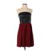 Kensie Casual Dress - A-Line Strapless Sleeveless: Burgundy Print Dresses - Women's Size 6