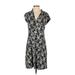 J.Crew Casual Dress V Neck Short sleeves: Black Floral Dresses - Women's Size Small