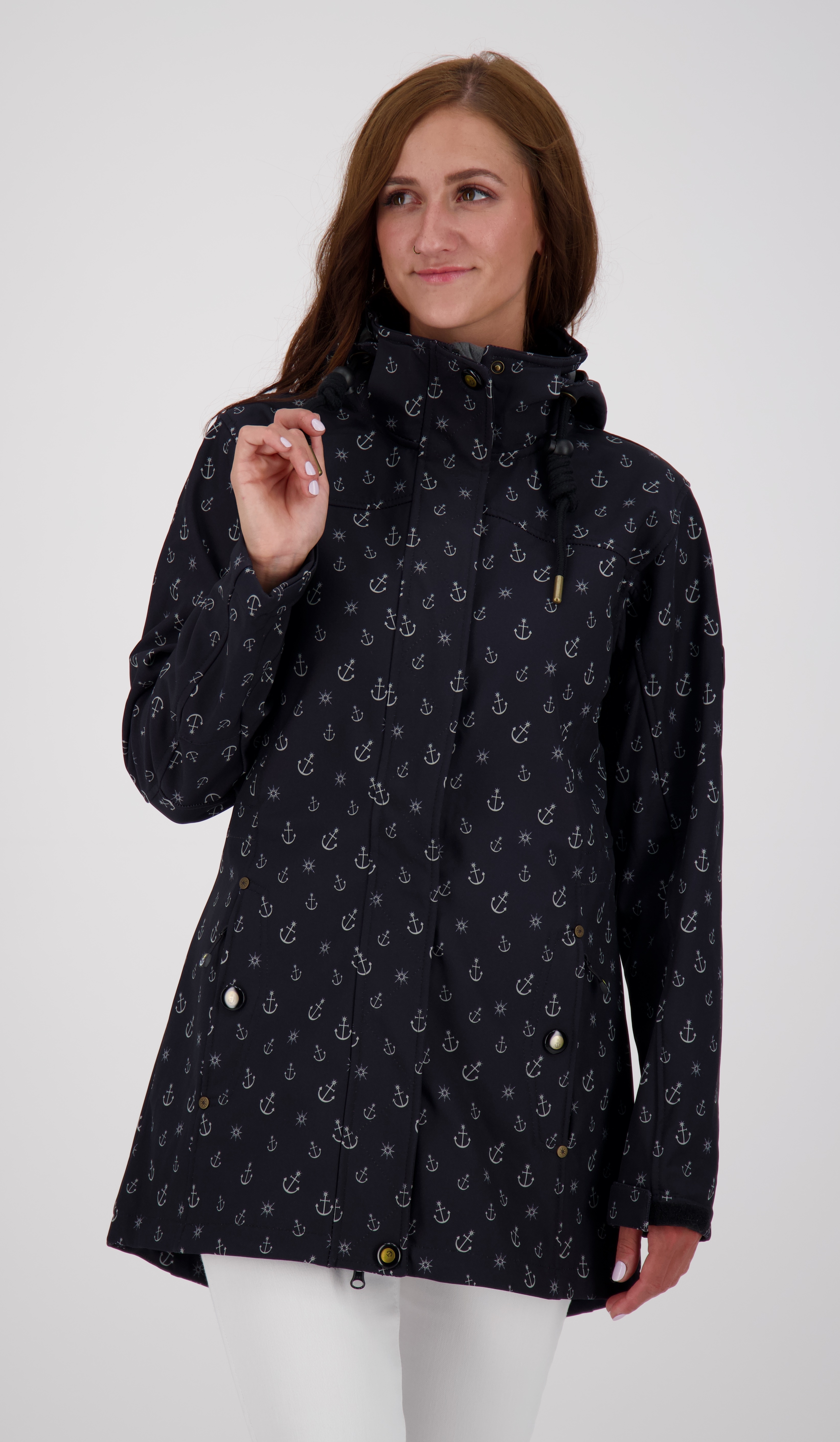 Softshelljacke ANKERGLUT "ANKERGLUTSCHEIN", Damen, Gr. 52 (XXL), schwarz, 100% Polyester, Windstopperbündchen mit Daumenlöchern,mit Schneefang,mit verstellbarem Klettverschluss, Jacken Softshelljacke, auch in Großen Größen erhältlich