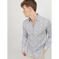 Langarmhemd JACK & JONES "JPRBLANORDIC PRINT SHIRT L/S SN" Gr. L, N-Gr, weiß (white) Herren Hemden Langarm