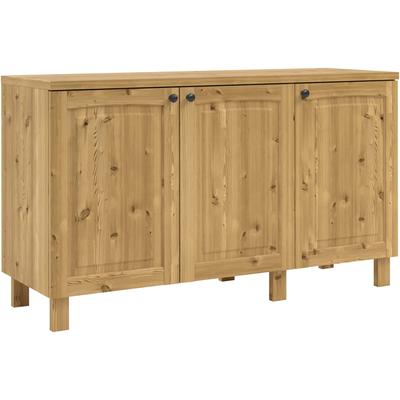 Unterschrank KOCHSTATION "KS-Osby", beige (natur), B:147cm H:85cm T:50cm, Massivholz, Schränke, Kiefer massiv, Breite 150 cm, 3 Türen Image