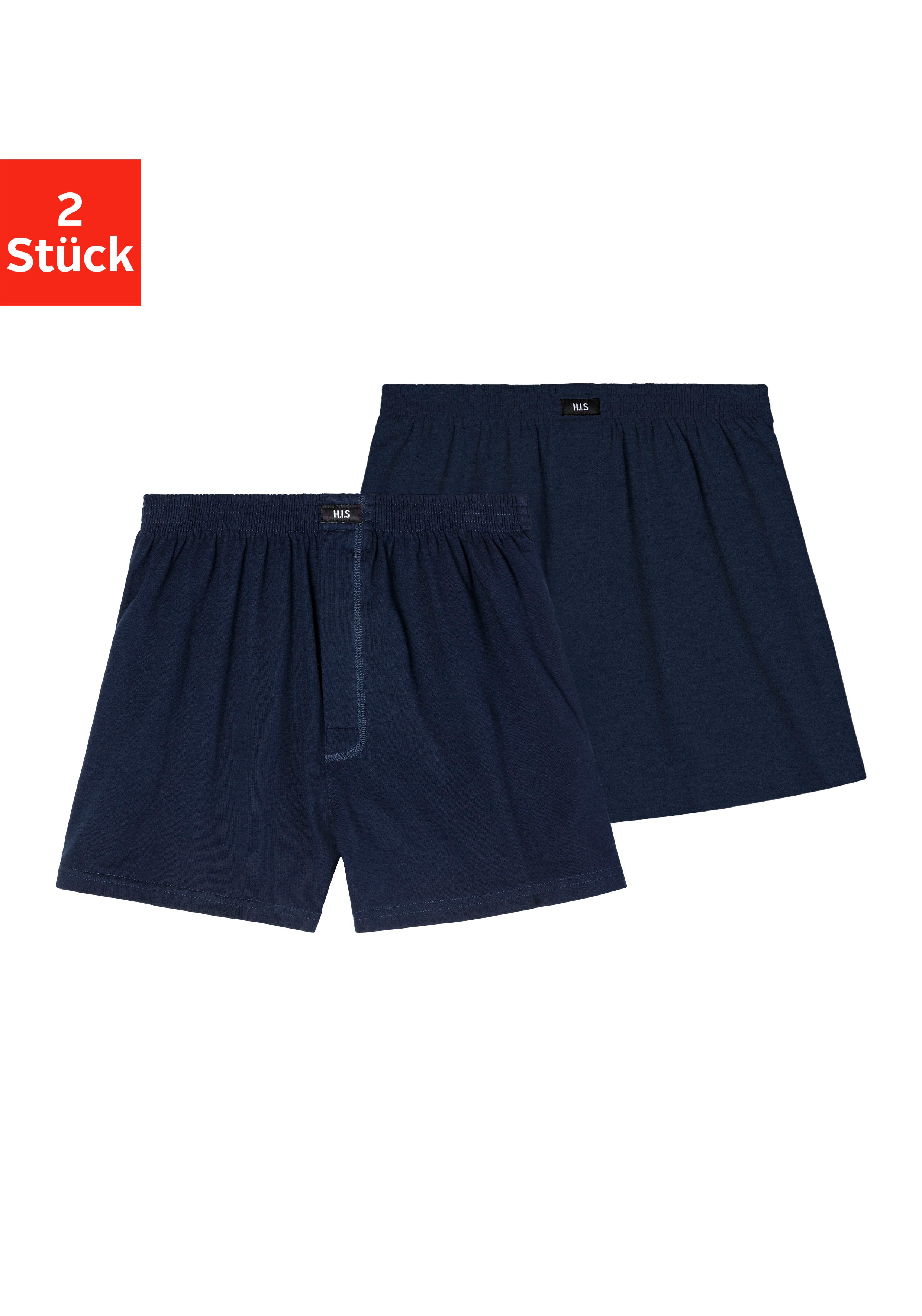 Weiter Boxer H.I.S, Herren, Gr. 3XL, blau (marine), Jersey, Obermaterial: 95% Baumwolle, 5% Elasthan, unifarben, bequem, Unterhosen, aus weicher Single Jersey Ware Image
