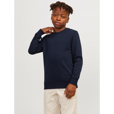 Sweatshirt JACK & JONES JUNIOR "JJEBRADLEY SWEAT CREW NOOS JNR", Jungen, Gr. 140, blau (navy blazer), angeraute Sweatware, Obermaterial: 61% Polyester, 39% Baumwolle, unifarben, casual, regular fit normal, Rundhals, Langarm Rippbündchen, Sweatshirts Image